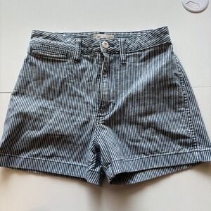 Madewell High Rise‎ Denim Shorts Blue White Stripe Size 25 Women's Casual